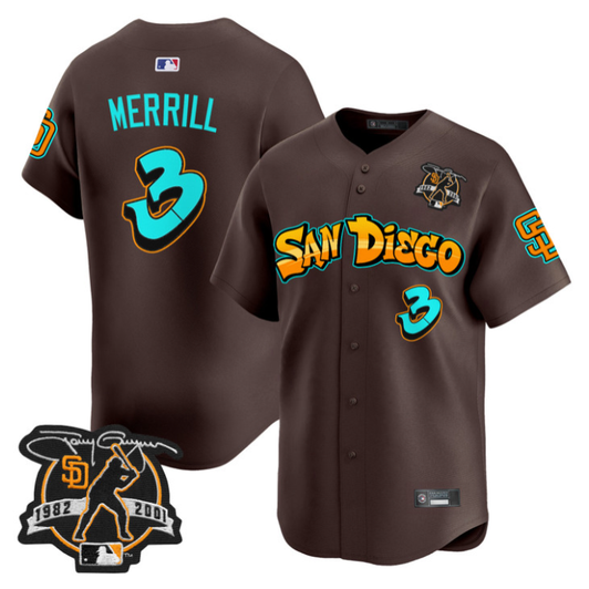 Jackson Merrill #3 San Diego Padres Graffiti Barrio Edition Limited Jersey - Brown