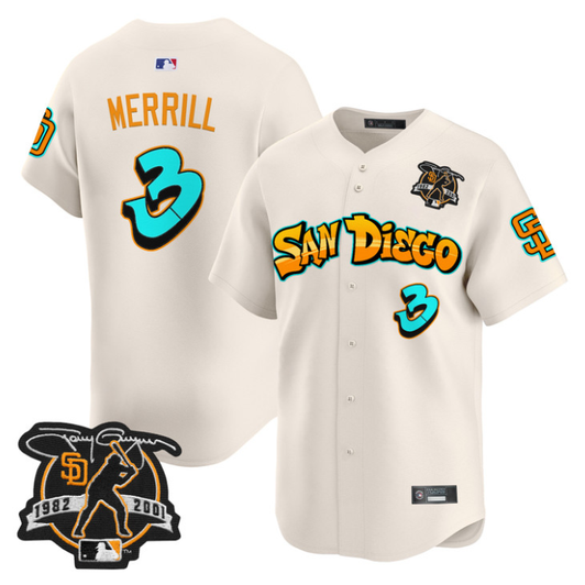 Jackson Merrill #3 San Diego Padres Graffiti Barrio Edition Limited Jersey - Cream
