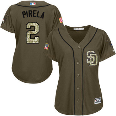Jose Pirela #2 San Diego Padres Womens Salute To Service Limited Baseball Jersey - Green