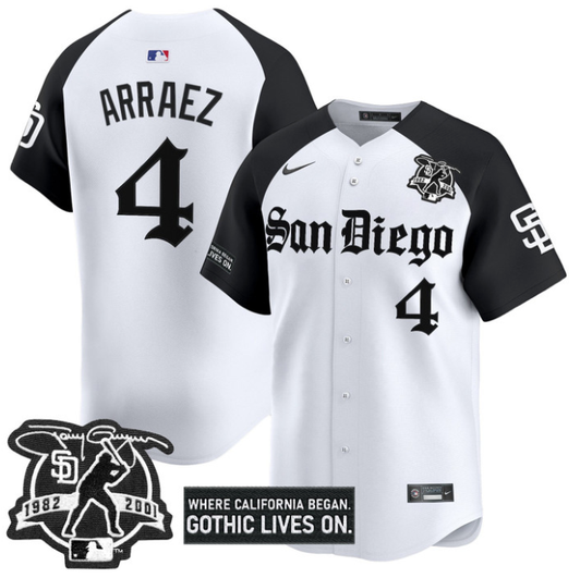 Luis Arraez #4 San Diego Padres Gothic Edition Vapor Limited Alt Jersey