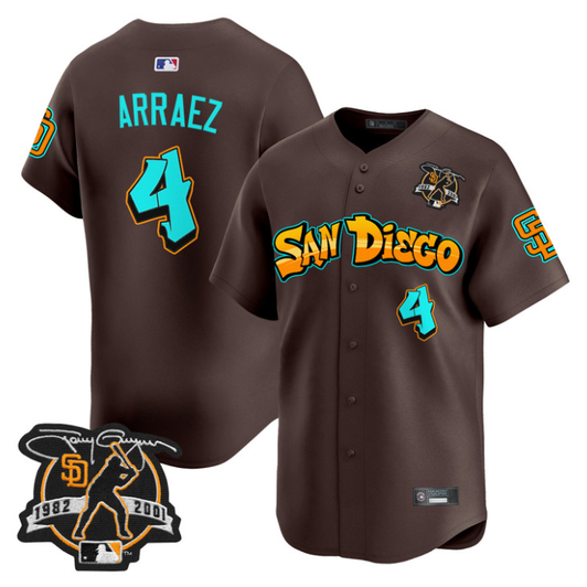 Luis Arraez #4 San Diego Padres Graffiti Barrio Edition Limited Jersey - Brown