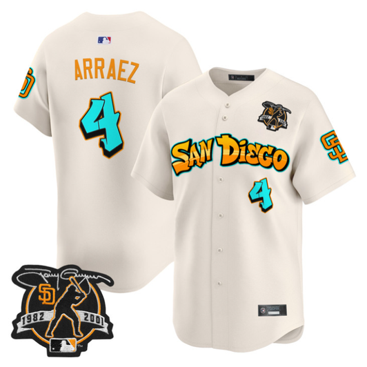 Luis Arraez #4 San Diego Padres Graffiti Barrio Edition Limited Jersey - Cream