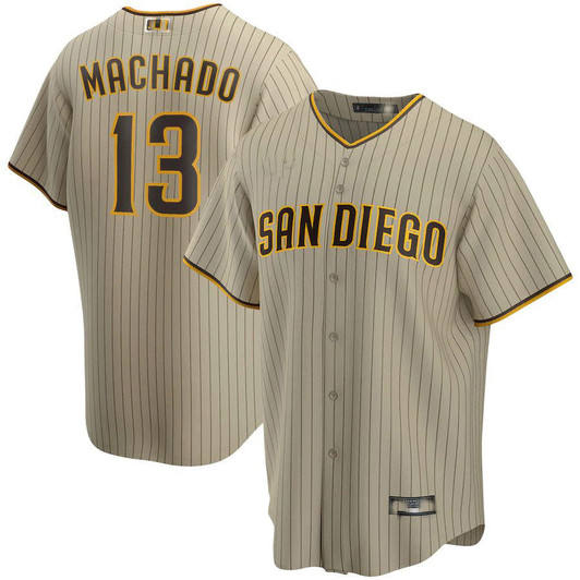 Manny Machado #13 San Diego Padres Alternate Baseball Limited Player Jersey - Tan