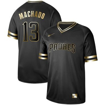 Manny Machado #13 San Diego Padres Authentic Baseball Jersey - Black Gold