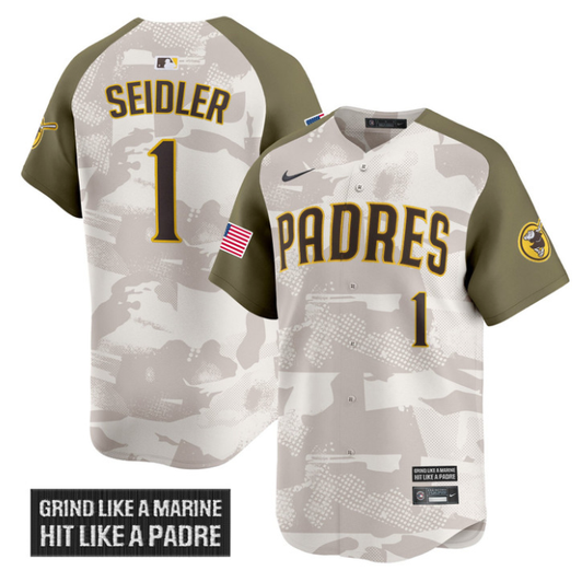 Peter Seidler #1 San Diego Padres 2025 Armed Forces Day Vapor Al Limited Jersey
