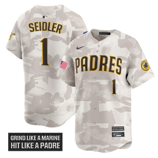 Peter Seidler #1 San Diego Padres 2025 Armed Forces Day Vapor Ca Limited Jersey