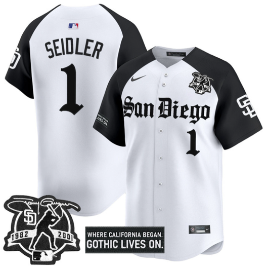 Peter Seidler #1 San Diego Padres Gothic Edition Vapor Limited A Jersey