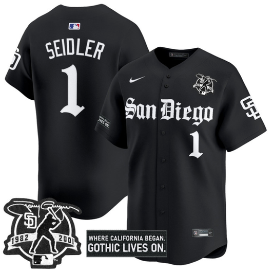 Peter Seidler #1 San Diego Padres Gothic Edition Vapor Limited Jersey