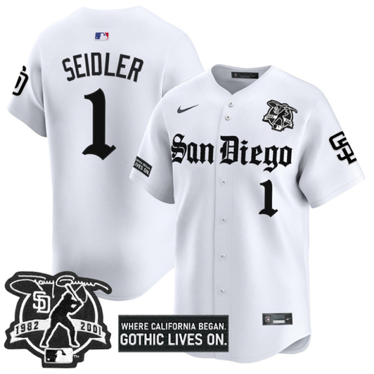 Peter Seidler #1 San Diego Padres Gothic Edition Vapor Limited W Jersey