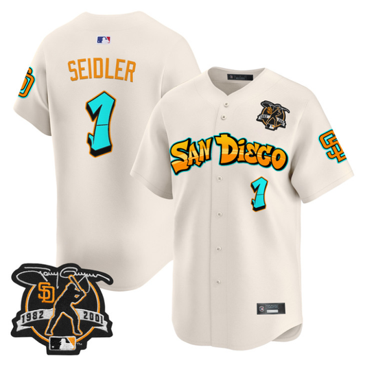 Peter Seidler #1 San Diego Padres Graffiti Barrio Edition Limited Jersey - Cream