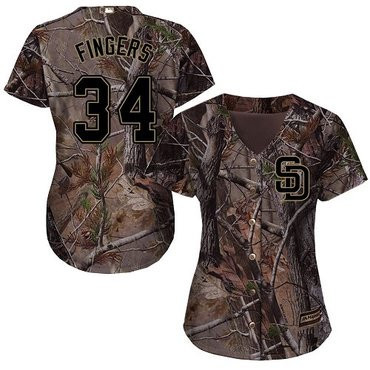 San Diego Padres #34 Womens Rollie Fingers Realtree Limited Cool Base Baseball Jersey - Camo
