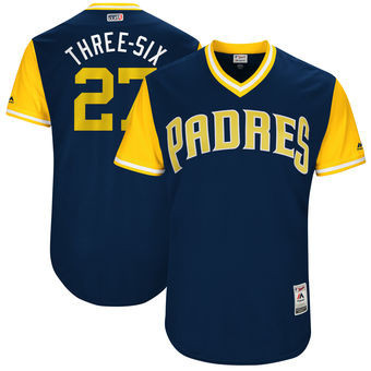 San Diego Padres Majestic Mens 2017 Jered Weaver Three Six Players Weekend Authentic Jersey - Navy