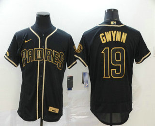Tony Gwynn #19 San Diego Padres Nike Mens Gold Limited Flex Base Jersey - Black