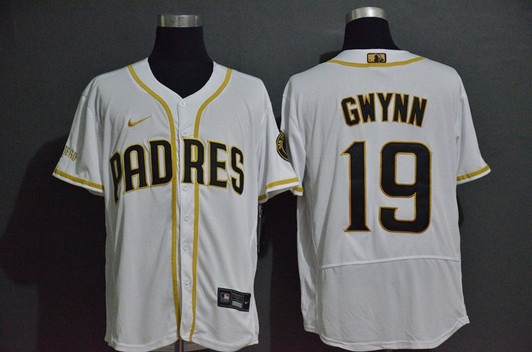 Tony Gwynn #19 San Diego Padres Nike Mens Gold Limited Flex Base Jersey - White