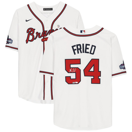 Max Fried Atlanta Braves Fanatics  Autographed Nike Replica 2021 World Series Patch Jersey - White