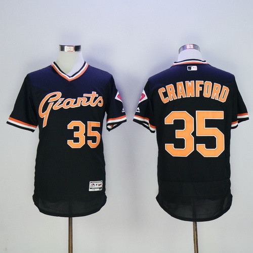 Brandon Crawford #35 San Francisco Giants Majestic Mens 2016 Pullover Flexbase Limited Baseball Jersey - Black