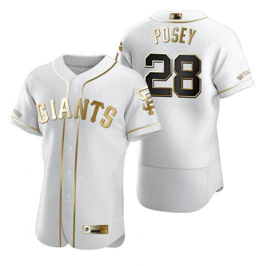 Buster Posey #28 San Francisco Giants Brandedition White Gift Giants Fans Limited Jersey - Golden