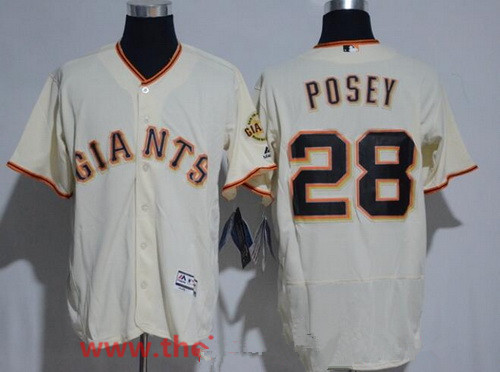 Buster Posey #28 San Francisco Giants Majestic Mens Name Limited Flex Base Jersey - Cream