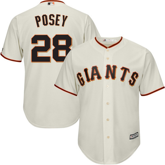 Buster Posey #28 San Francisco Giants Majestic Tall Big Limited Cool Base Player Jersey - Cream