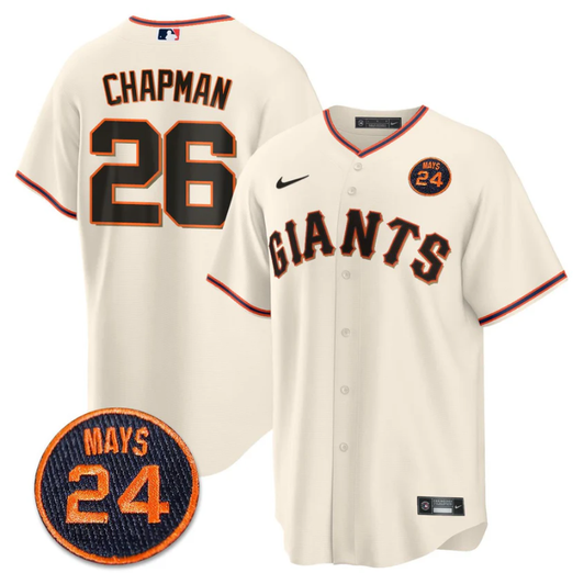 Matt Chapman #26 San Francisco Giants 2024 #24 Willie Mays Patch Vapor Pr Limited Jersey