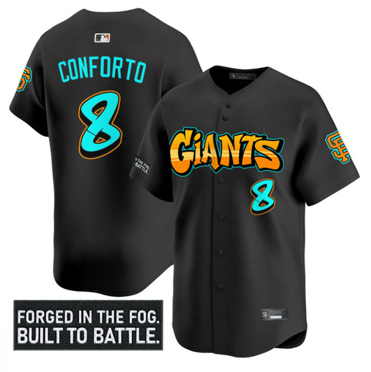 Michael Conforto #8 San Francisco Giants Graffiti Fog City Drop Limited Jersey - Black
