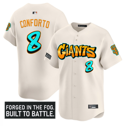 Michael Conforto #8 San Francisco Giants Graffiti Fog City Drop Limited Jersey - Cream
