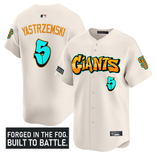 Mike Yastrzemski #5 San Francisco Giants Graffiti Fog City Drop Limited Jersey - Cream