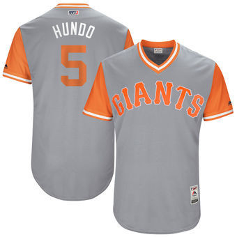 Nick Hundley San Francisco Giants Majestic Mens 2017 Hundo Players Weekend Authentic Jersey - Gray