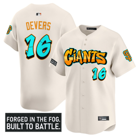 Rafael Devers #16 San Francisco Giants Graffiti Fog City Drop Limited Jersey - Cream