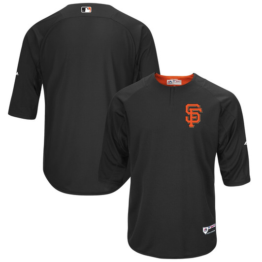 San Francisco Giants #34 Majestic On Field Sleeve Limited Batting Practice Jersey - Black
