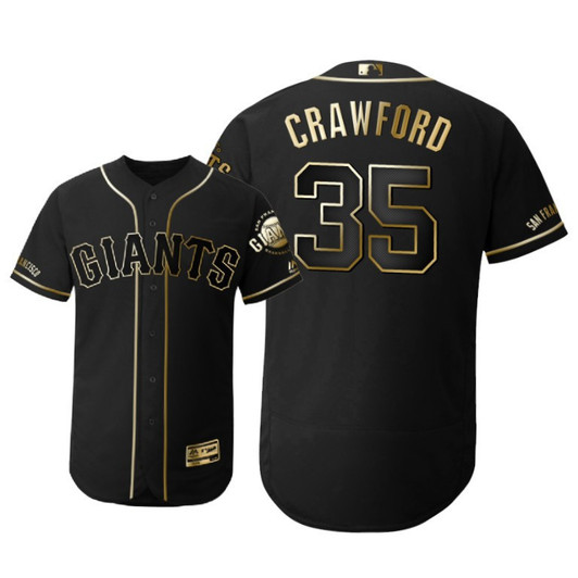 San Francisco Giants #35 2019 On Crawford Brandedition Black Gift Giants Fans Limited Jersey - Golden