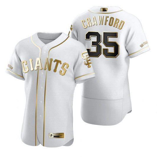 San Francisco Giants #35 On Crawford Brandedition White Gift Giants Fans Limited Jersey - Golden