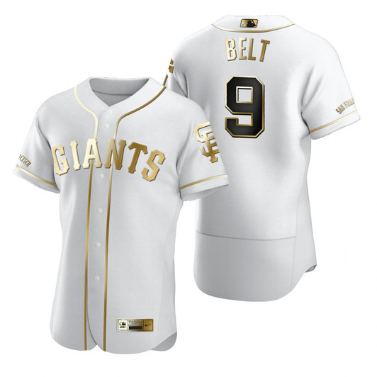 San Francisco Giants #9 On Belt Brandedition White Gift Giants Fans Limited Jersey - Golden