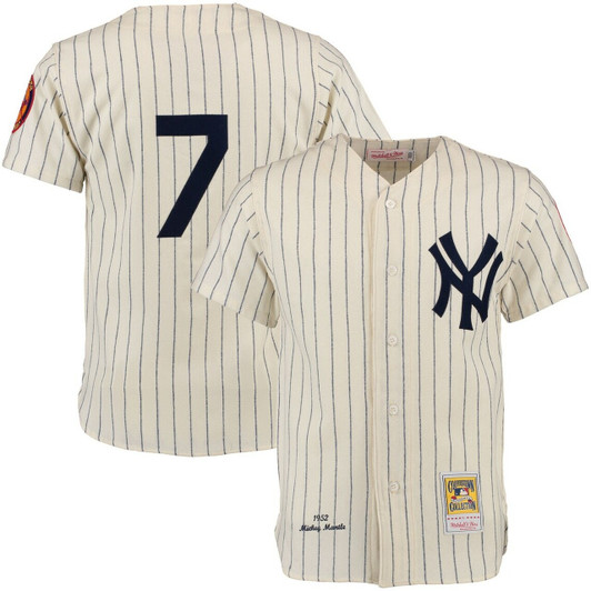 MenS New York Yankees Mickey Mantle Mitchell & Ness Cream Throwback Baseball Jersey Mlb Baseball Jersey1250