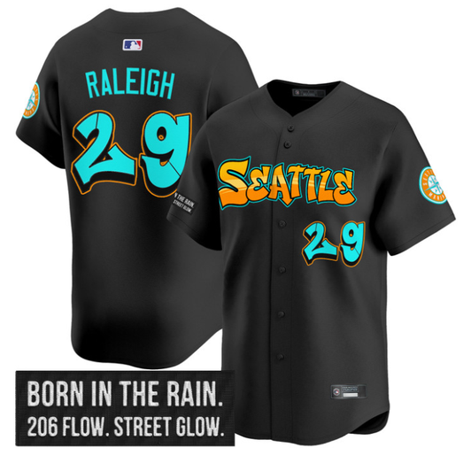 Cal Raleigh #29 Seattle Mariners Graffiti Drop Edition Limited Jersey - Emerald