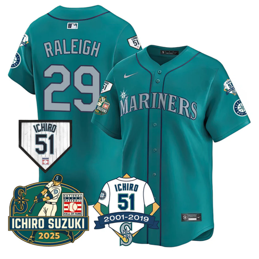 Cal Raleigh #29 Seattle Mariners Ichiro Suzuki Limited Jersey - Teal