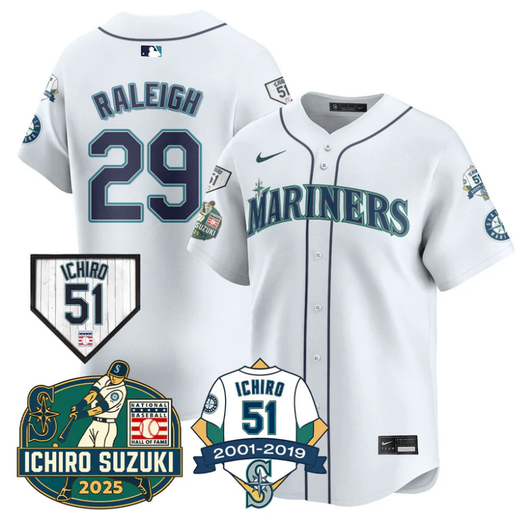 Cal Raleigh #29 Seattle Mariners Ichiro Suzuki Limited Jersey - White