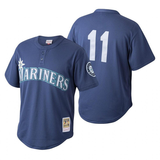 Edgar Martinez #11 Seattle Mariners Throwback Mesh Pullover Limited Jersey - Navy