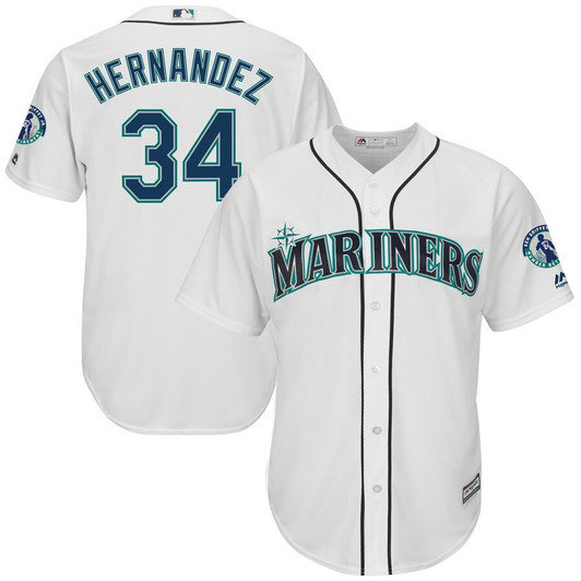 Felix Hernandez #34 Seattle Mariners Majestic Griffey Retirement Day Patch Limited Cool Base Player Jersey - White