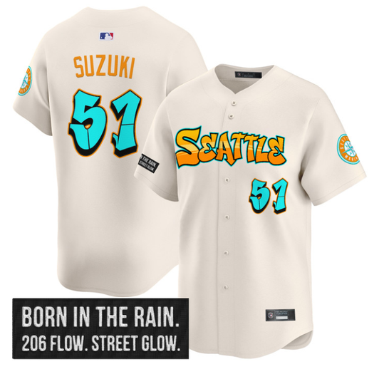 Ichiro Suzuki #51 Seattle Mariners Graffiti Drop Edition Cream Limited Jersey - Emerald