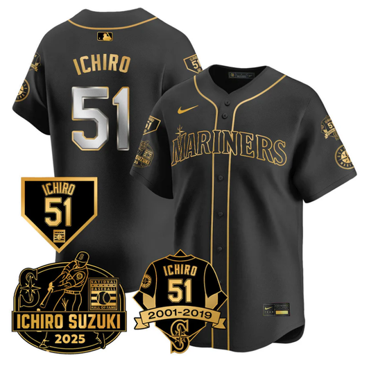 Ichiro Suzuki #51 Seattle Mariners Ichiro Suzuki Limited Jersey - Black Gold
