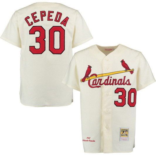 MenS St. Louis Cardinals 1967 Orlando Cepeda Mitchell & Ness Cream Home Throwback Baseball Jersey Mlb Baseball Jersey1385