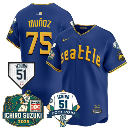 Ichiro Suzuki #75 Seattle Mariners Andrs Muoz City Connect Limited Jersey