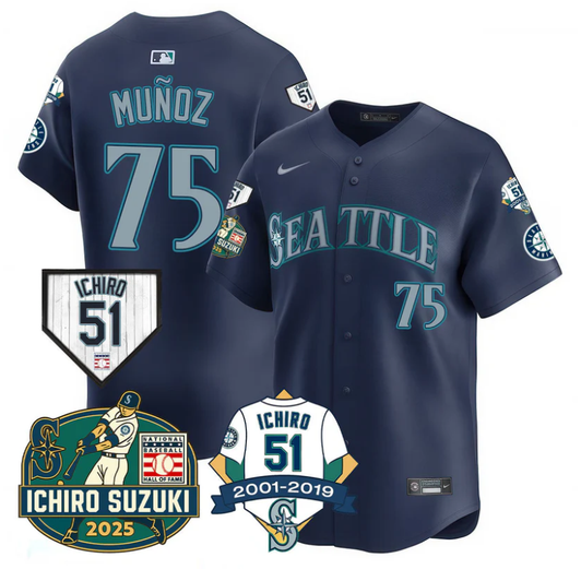 Ichiro Suzuki #75 Seattle Mariners Andrs Muoz Limited Jersey - Navy