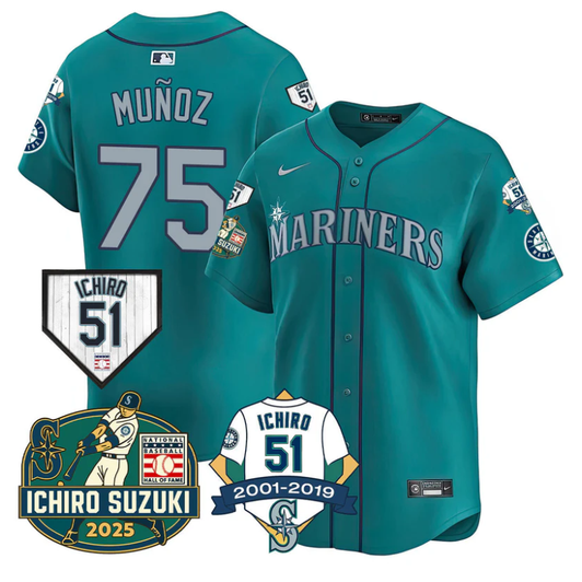 Ichiro Suzuki #75 Seattle Mariners Andrs Muoz Limited Jersey - Teal