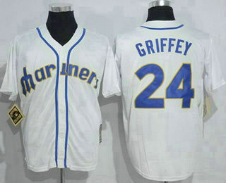 Ken Griffey #24 Seattle Mariners Mens Throwback Mitchell Ness Limited Jersey - White
