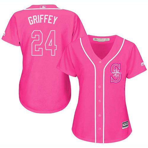 Ken Griffey #24 Seattle Mariners Womens Fashion Limited Baseball Jersey - Pink