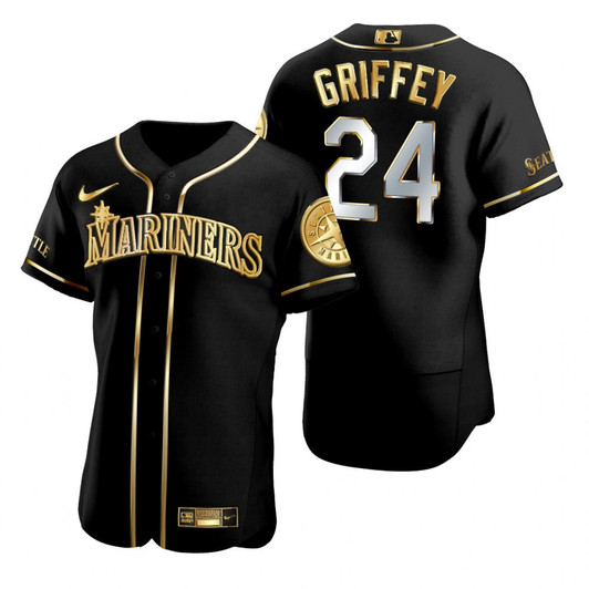 Ken Griffey Jr #24 Seattle Mariners Brandedition Black Gift Mariners Fans Limited Jersey - Golden