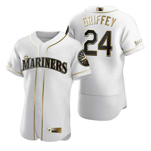 Ken Griffey Jr #24 Seattle Mariners Brandedition White Gift Mariners Fans Limited Jersey - Golden