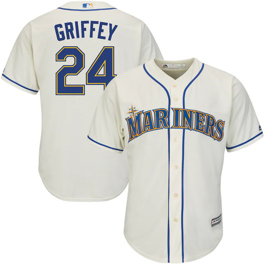 Ken Griffey Jr #24 Seattle Mariners Majestic Alternate Cool Base Limited Player Jersey - Cream